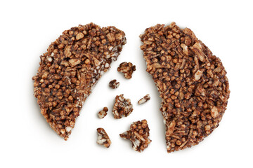 amaranth cookies with carob isolated on white background. Healthy food. Top view. Flat lay