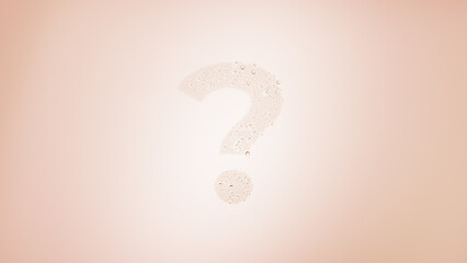 Question mark printed on the wet glass on beige background | skin care concept