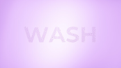 Inscription wash printed on the wet glass on violet background | body wash commercial