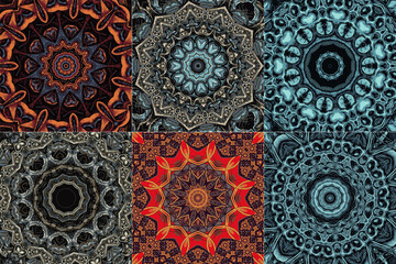 Set of abstract ornamental floral seamless pattern background