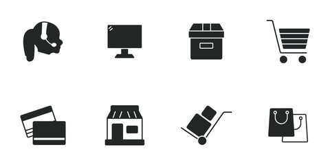 online shopping icons set .  online shopping pack symbol vector elements for infographic web