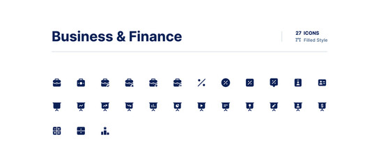 Business and Finance UI Icons Pack Filled Style