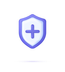 Fototapeta premium 3D Health Safety isolated on white backgroud. Shield icon. Health care concept. Protection against viral microbes and bacteria. Human resistant and disease prevention.