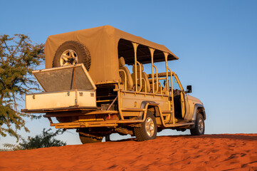 Sundowner drive in the Kalahari Desert in Namibia Africa