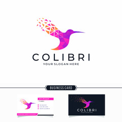 Hummingbird tech logo, digital bird logo template
