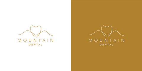 Unique and professional mountain dentist logo design - obrazy, fototapety, plakaty