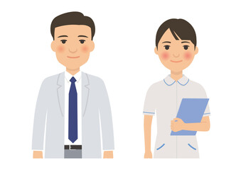 Fototapeta premium 医者と看護師の正面ポーズ上半身