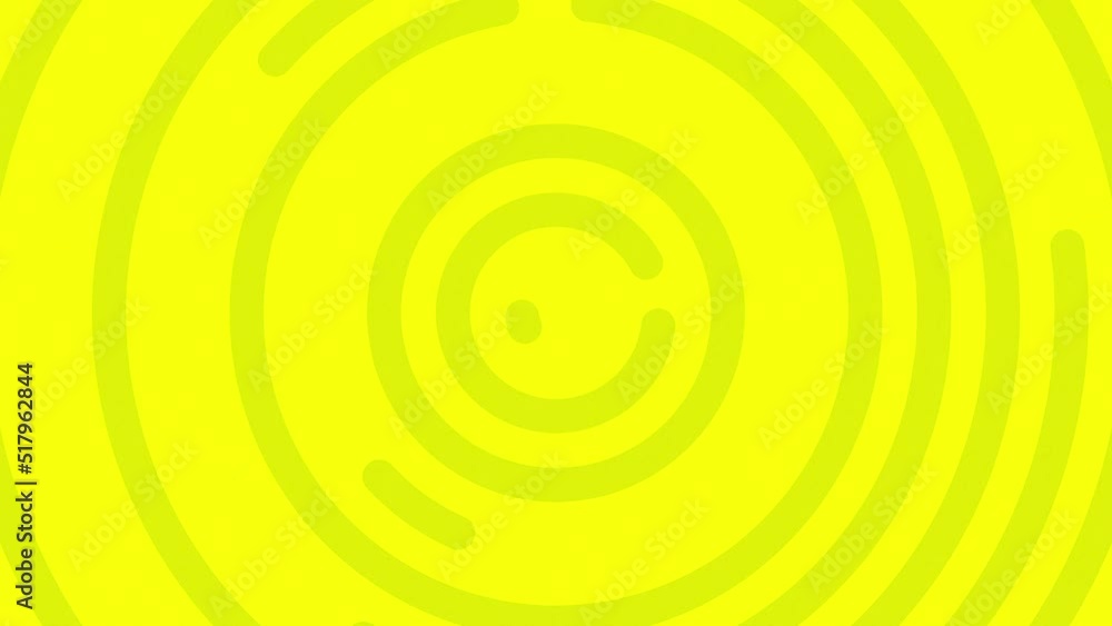 Poster animated yellow abstract background made of opening and closing circles. darker circular lines movin