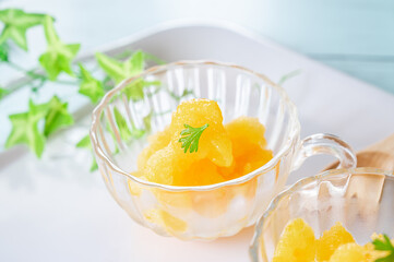 手作りのオレンジシャーベット