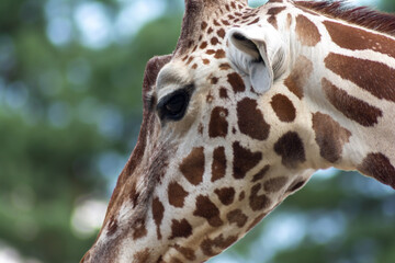close up on a giraffe
