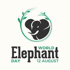 Word letter World Elephant Day August 12 template background
