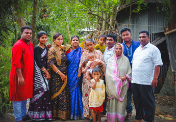 Fototapeta na wymiar group of people in costume, south asian combined family 
