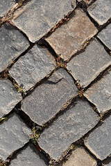 Old stone road texture close up