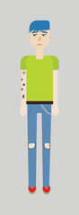 Informal, geek, punk, rocker character in vector