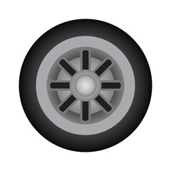 Obraz premium Set of car wheels. Automotive tires. Wheel disk icon isolated on white background. Automobile rims design
