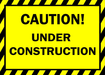 Illuminated warning sign under construction 