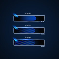 Progress and loading bar with lighting blue Color. technology. Vector illustration.