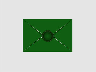 mail envelope icon with stamp
 isolated on grey background. Render email notification
 with letters, check mark, paper plane and magnifying glass.
 realistic vector