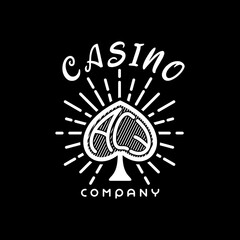 Spade Ace Flush Poker For Casino Or Gambling Company Logo