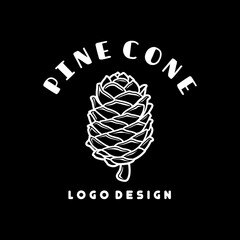 Simple Pinecone Logo In Black Background Vector Design