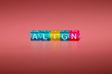 the word "align" made up of cubes