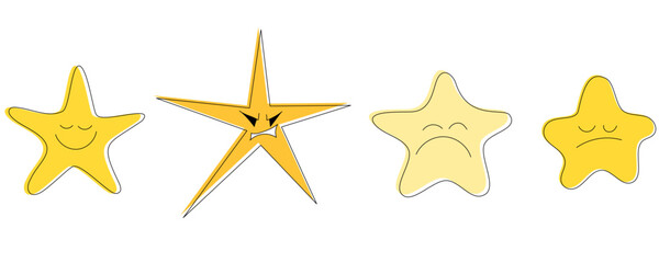 Vector emotional bright stars, cheerful, angry, sad