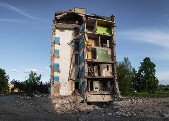 Consequences of a rocket attack on a residential building.