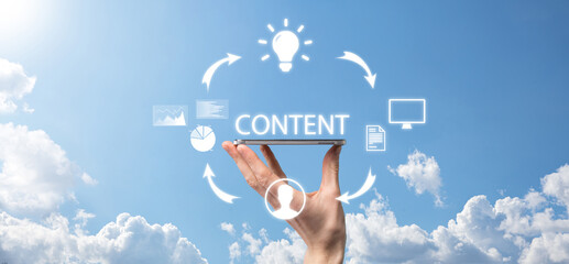 Content marketing cycle - creating, publishing, distributing content for a targeted audience online...