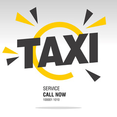 Taxi Service call now logo design, letters in broken circle with colorful bang of confetti on white background © simbos