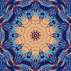 Vector ornate pattern with oriental blue ornamental floral elements