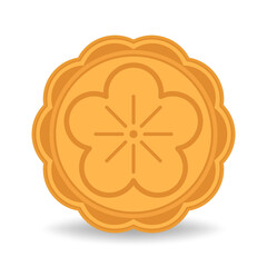 Moon cake vector. Moon cake, traditional Chinese round pastry eaten during Mid Autumn Festival.