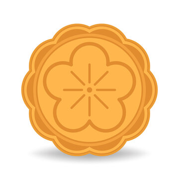 Moon cake vector. Moon cake, traditional Chinese round pastry eaten during Mid Autumn Festival.