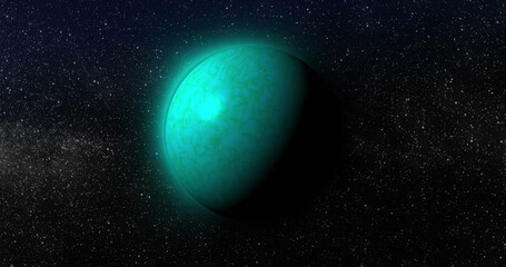 Fototapeta na wymiar Image of green planet in black space