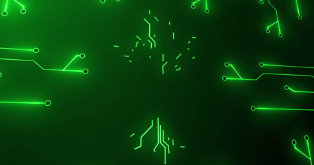 Image of integrated circuit and digital tree on green background