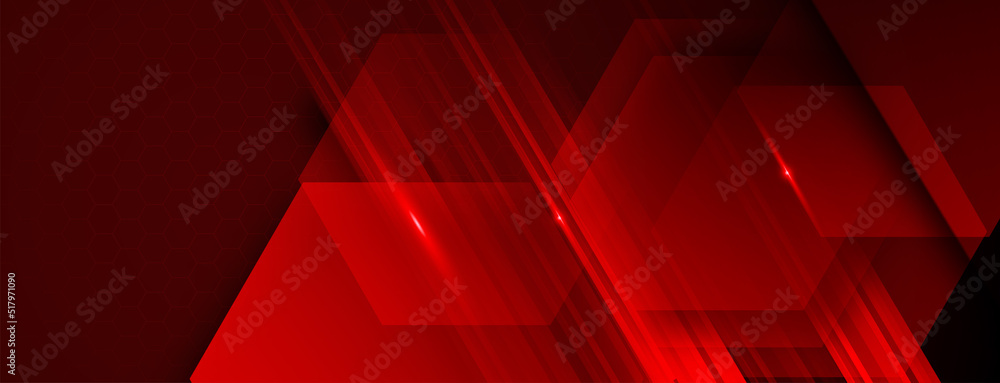 Poster futuristic hexagonal red motion abstract presentation template isolated vector