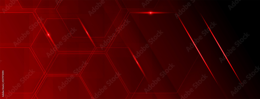 Poster futuristic hexagonal red motion abstract presentation template isolated vector