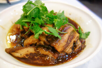 Soy-stewed pork with parsley Chinese food