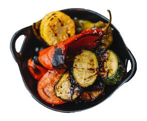 Diferentes verduras a la parrilla en un restaurante argentino
