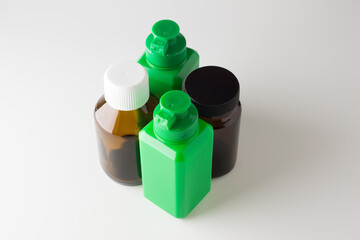 medical glass and plastic cans isolated