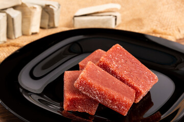 Guava Paste Wrapped in Bijao Leaf; Photo On Wood Background