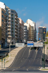 Lisboa, Portugal. April 10, 2022: Joaquim Antonio de Aguiar street and blue sky in the city.