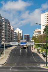 Lisboa, Portugal. April 10, 2022: Joaquim Antonio de Aguiar street and blue sky in the city.
