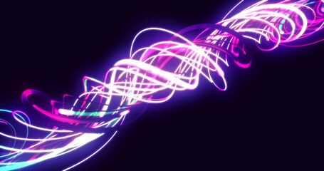 Image of light trails over black background