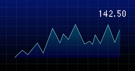 Image of financial graph over navy background