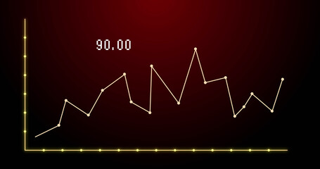 Obraz premium Image of financial graph over red background