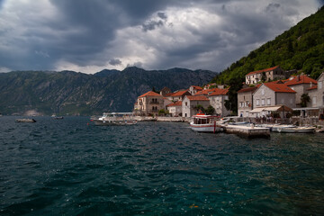 Fototapeta na wymiar View of the historic town of Perast at the Kotor Bay. Montenegro, Balkans, Europe.