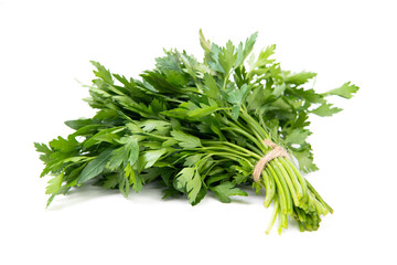 Fresh green parsley leaves herb isolated on white