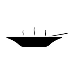 Plate and spoon icon. Black silhouette. Front side view. Vector simple flat graphic illustration. Isolated object on a white background. Isolate.