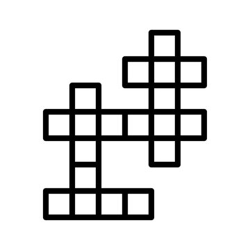 Crossword icon. Black contour linear silhouette. Front view. Editable strokes. Vector simple flat graphic illustration. Isolated object on a white background. Isolate.