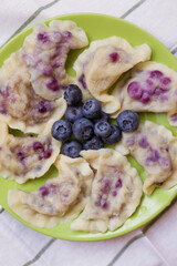 Traditional ukrainian dish varenyky with blueberries